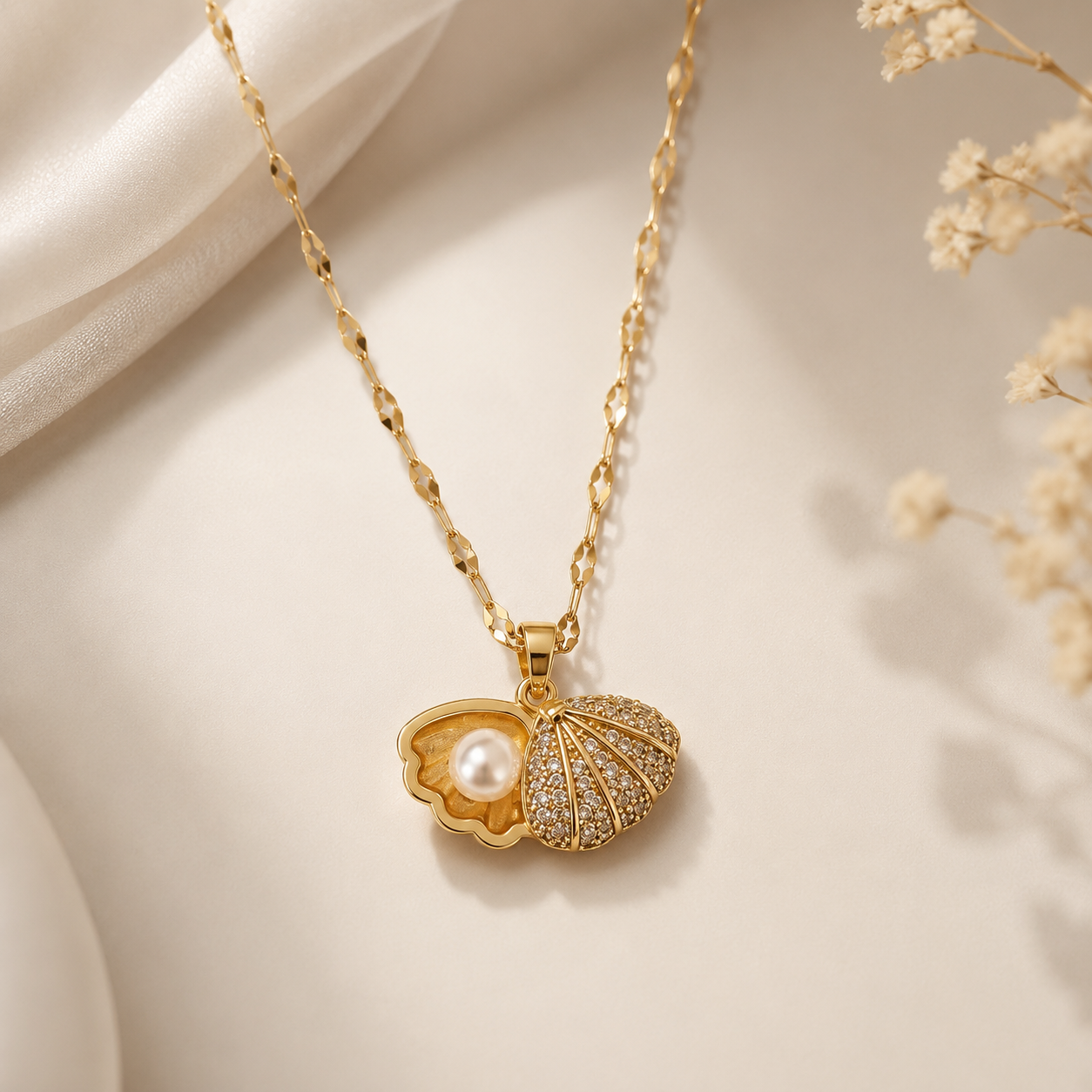 Pearl Shell Charm Necklace