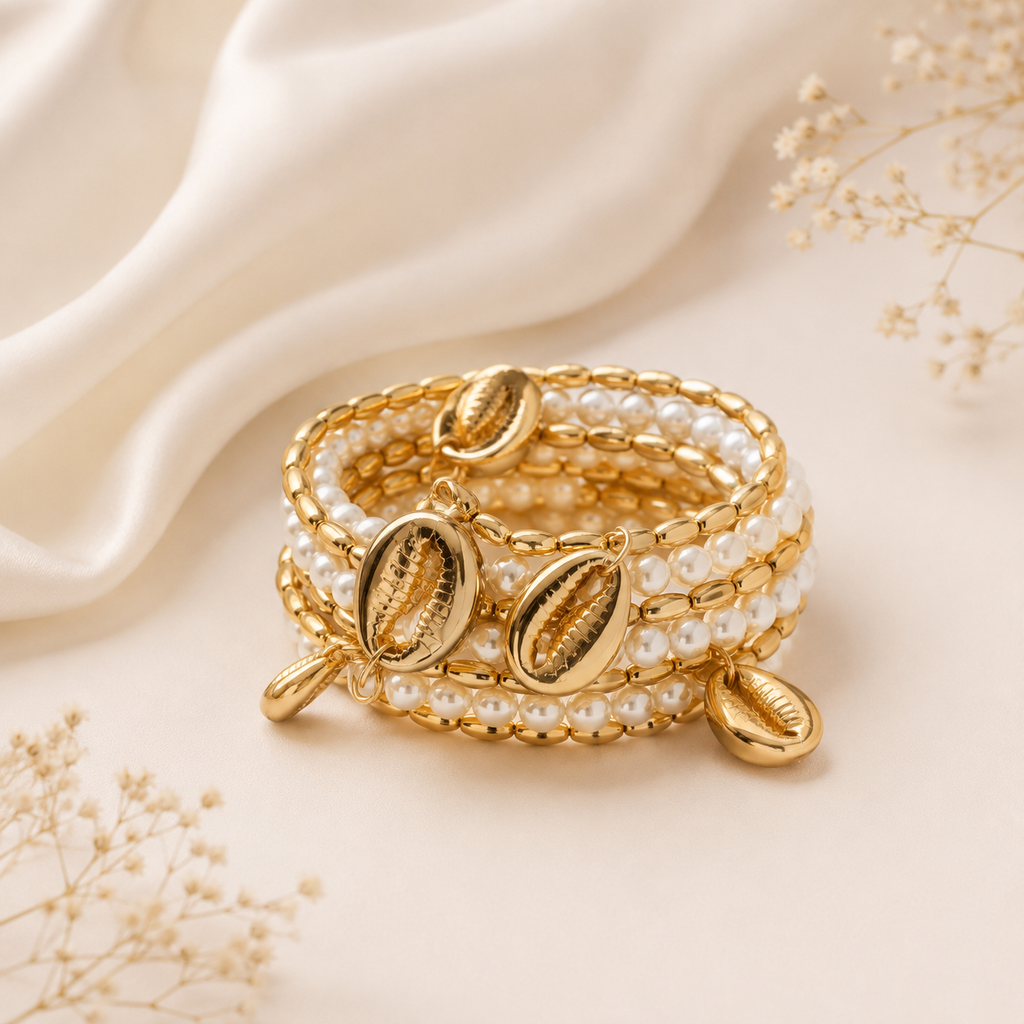 Pearl Tide Charm Wrap Bracelet