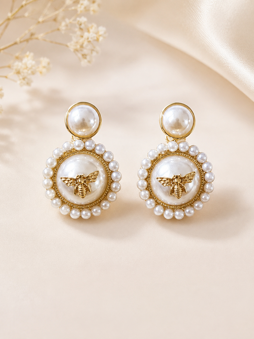 Pearl Royale Bee Earrings