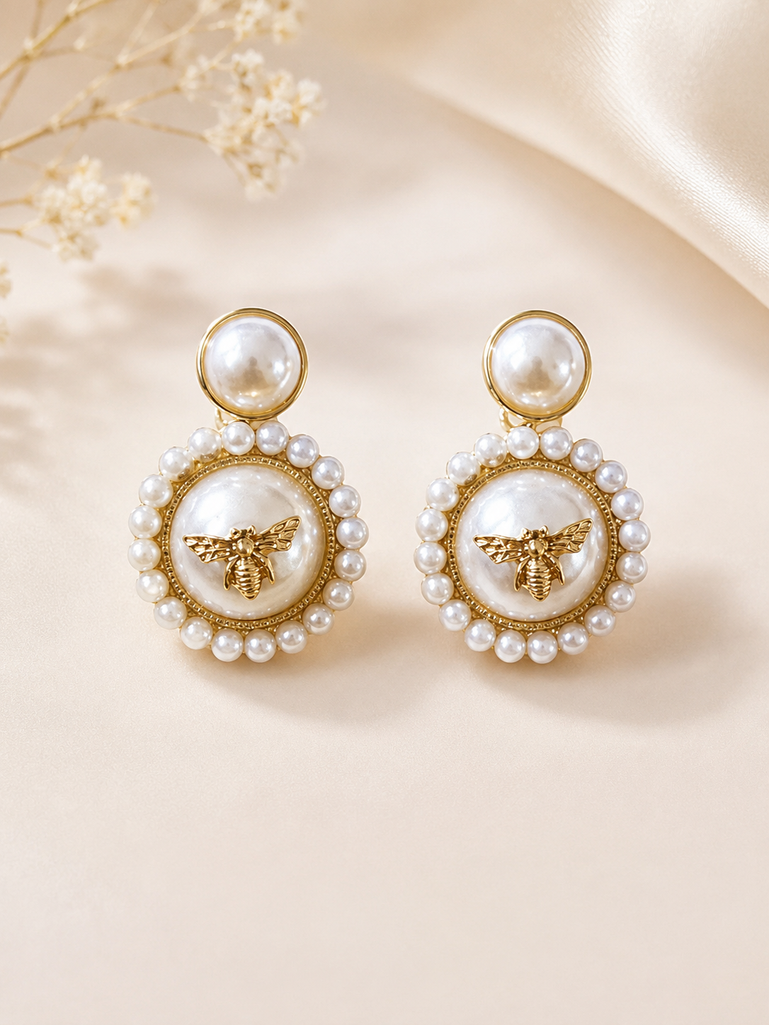 Pearl Royale Bee Earrings