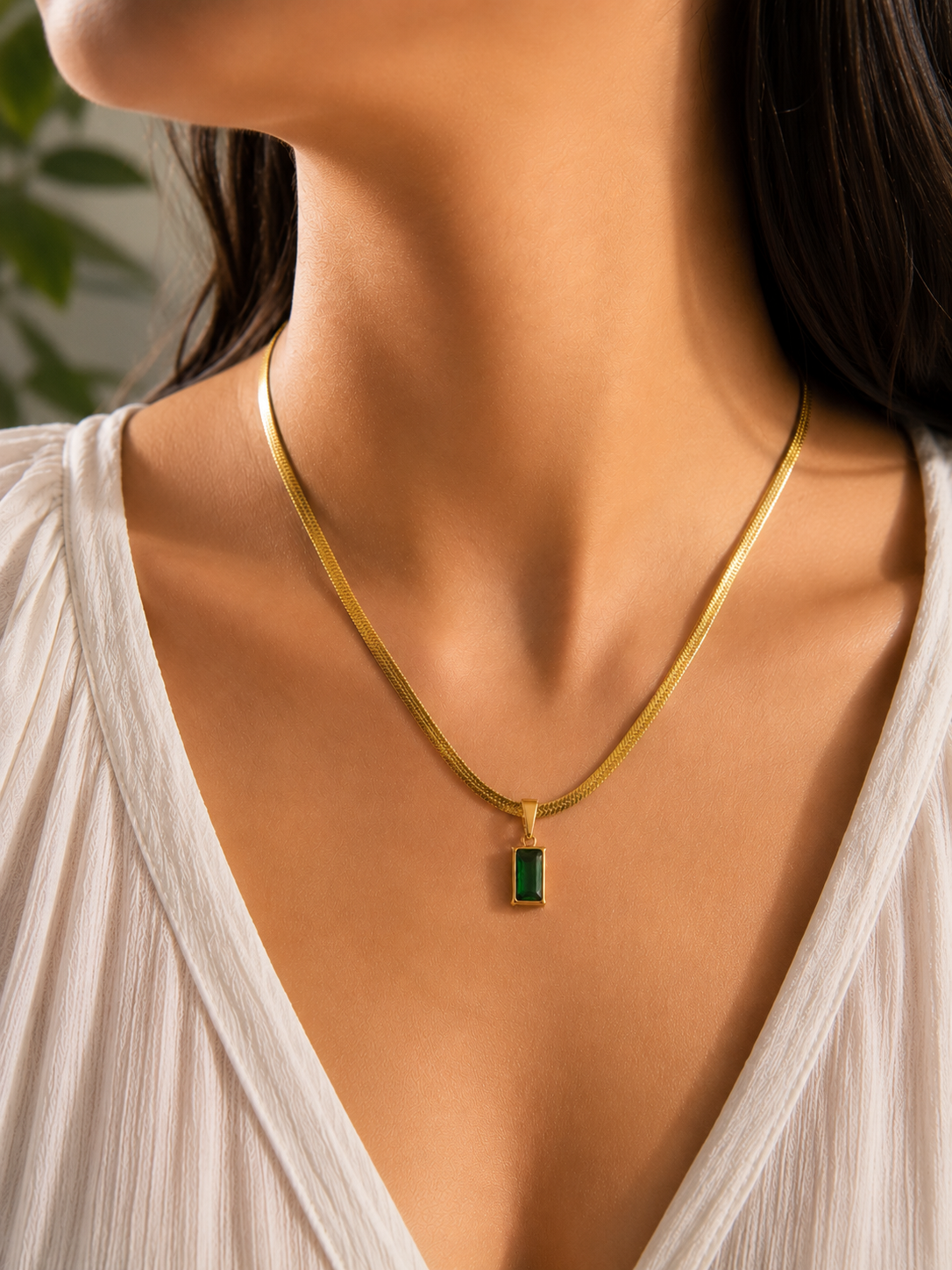 Emerald Snake Chain Necklace