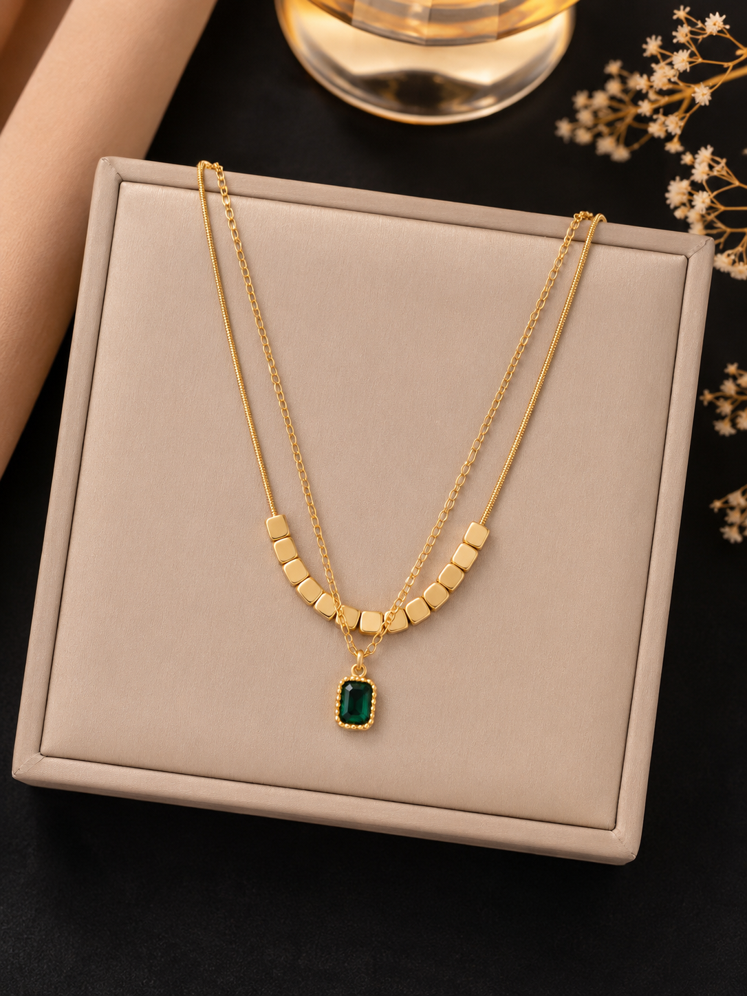 Emerald Glow Layered Necklace