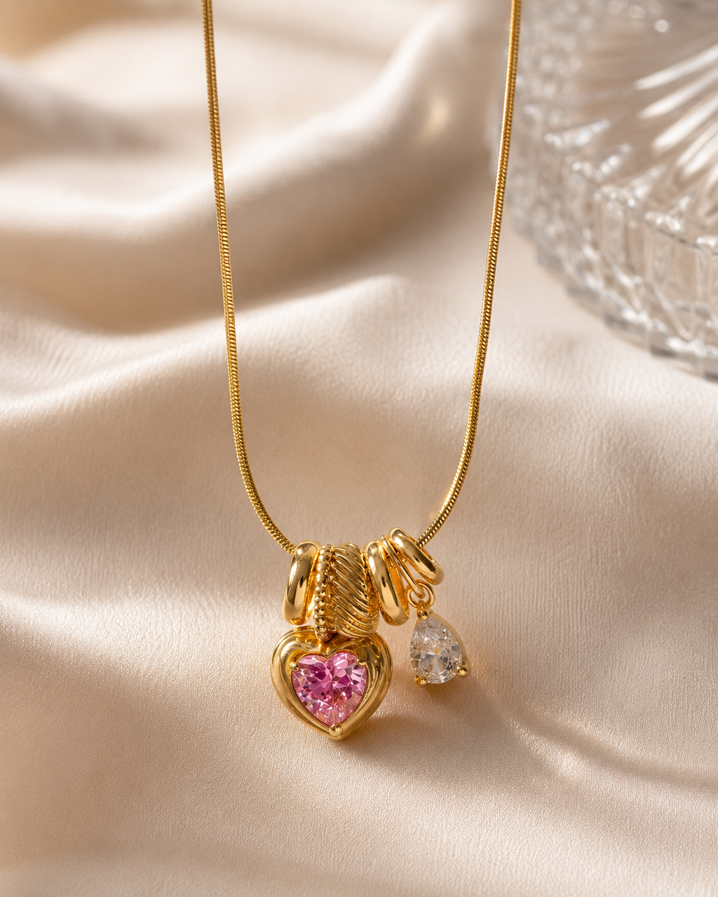 Pink Heart Charm Necklace