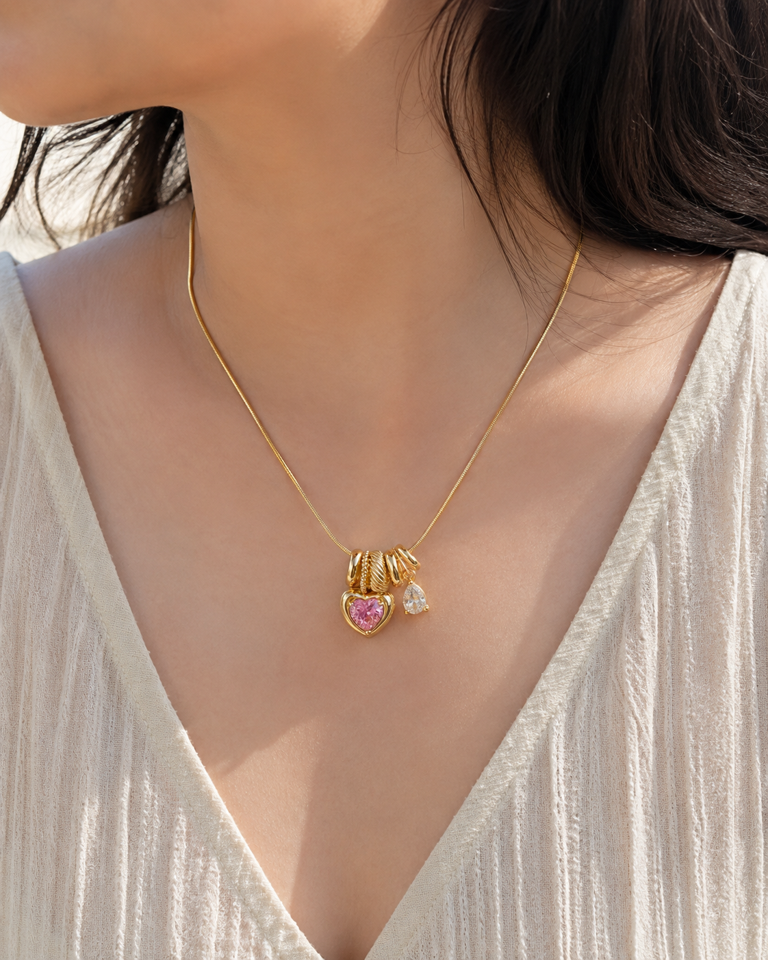 Pink Heart Charm Necklace