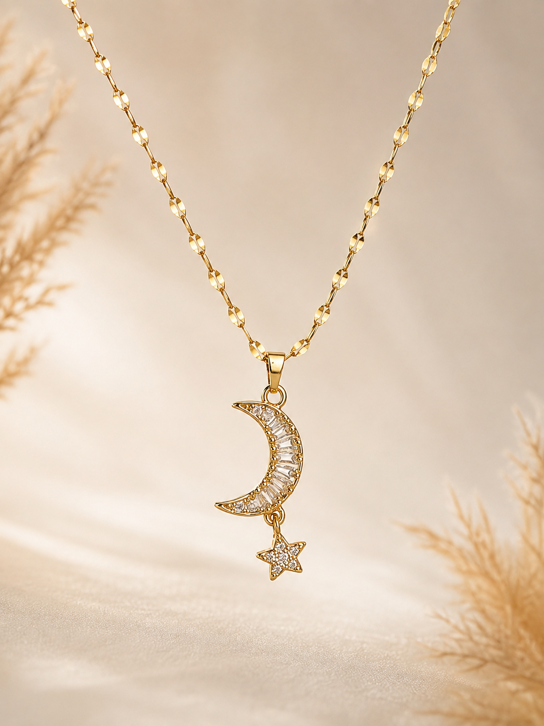Crescent Moon & Star Necklace