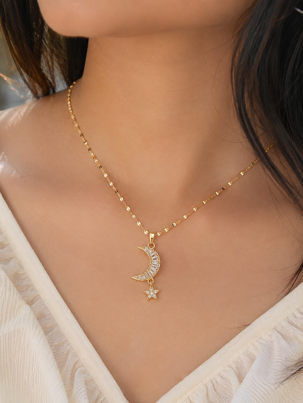 Crescent Moon & Star Necklace