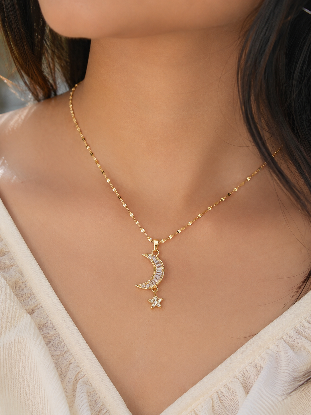 Crescent Moon & Star Necklace