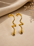 Sculpted Wave Gold Drop Earrings