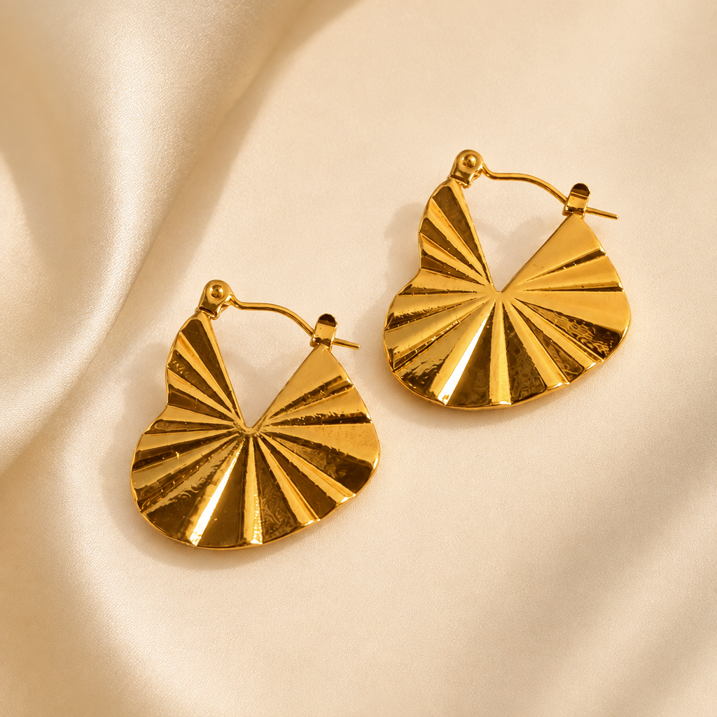 Golden Sunburst Hoop Earrings