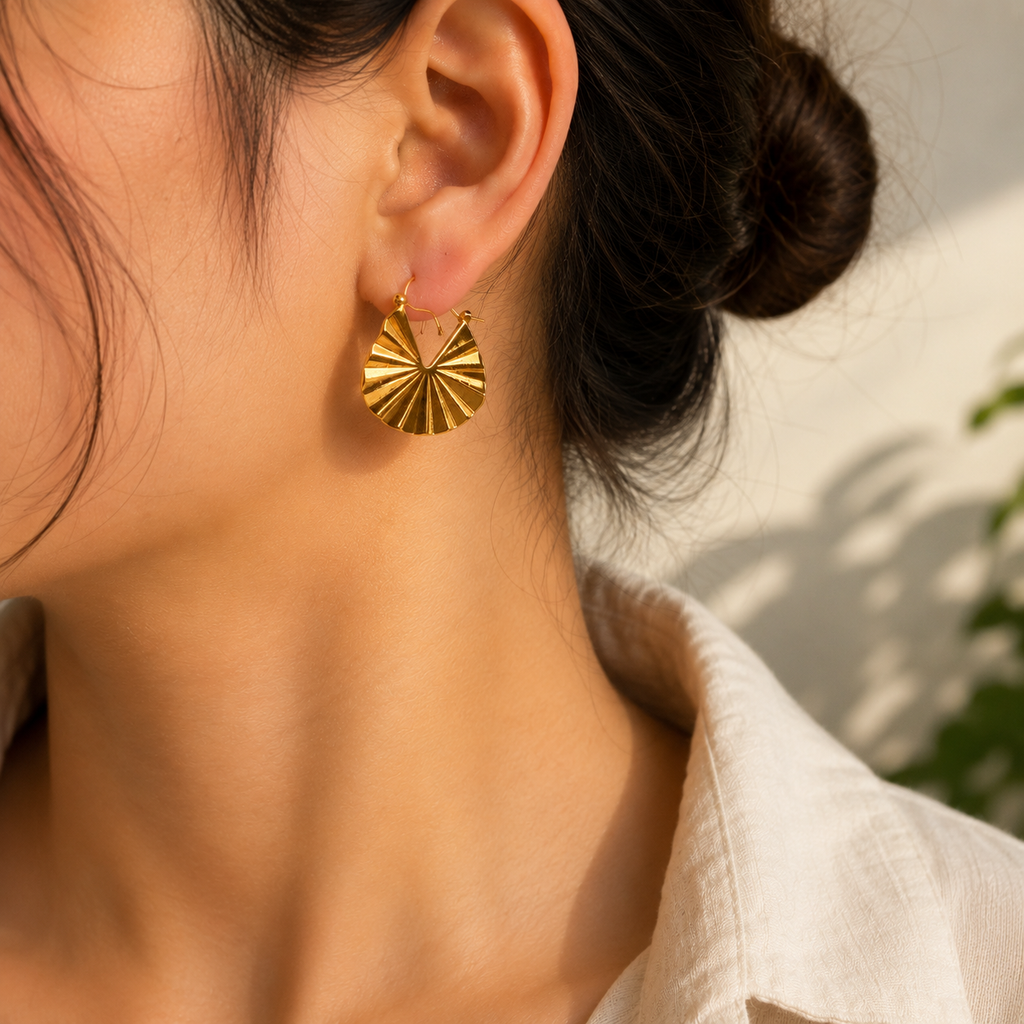 Golden Sunburst Hoop Earrings