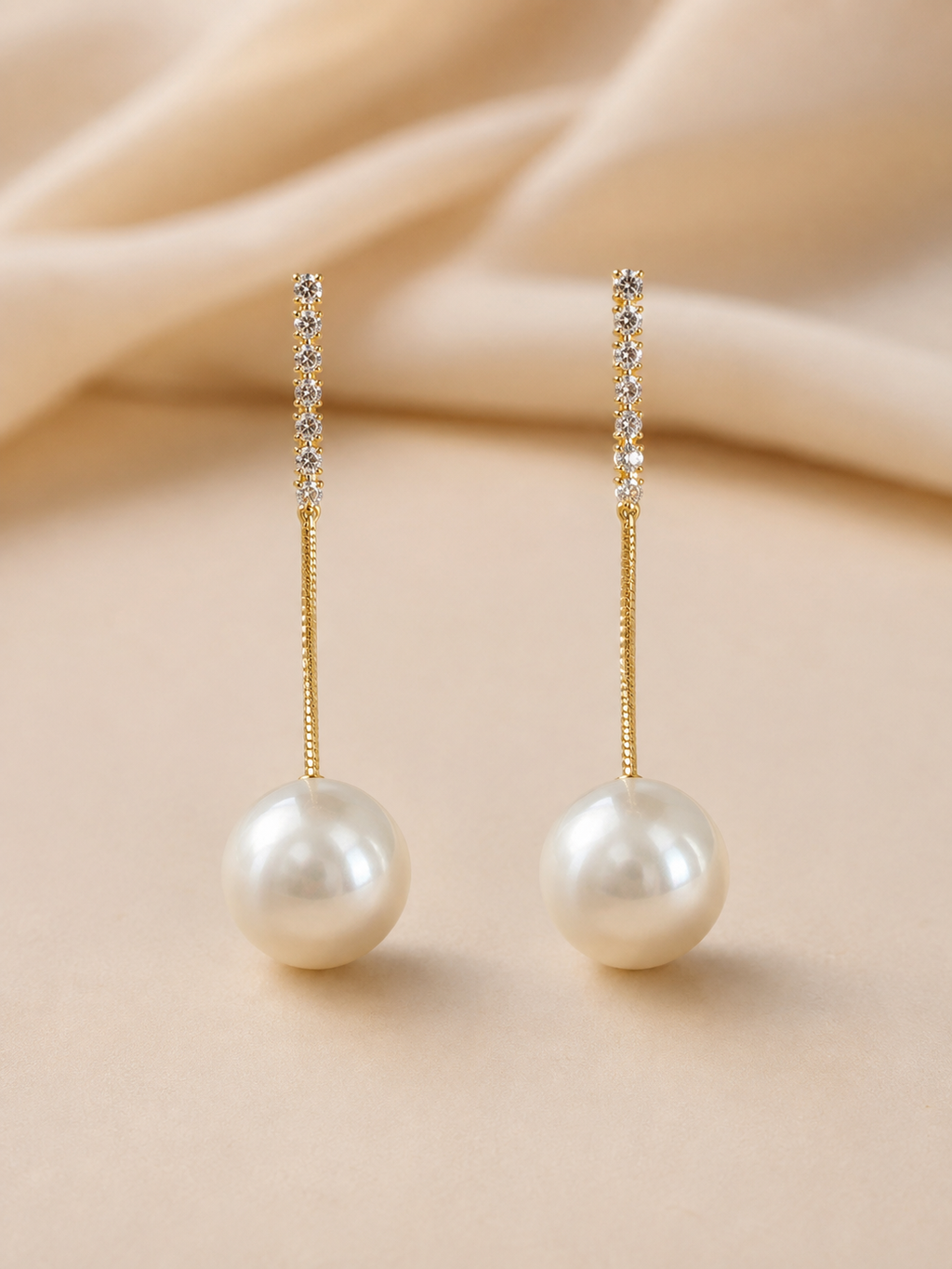 Pearl Drop Chain Earrings