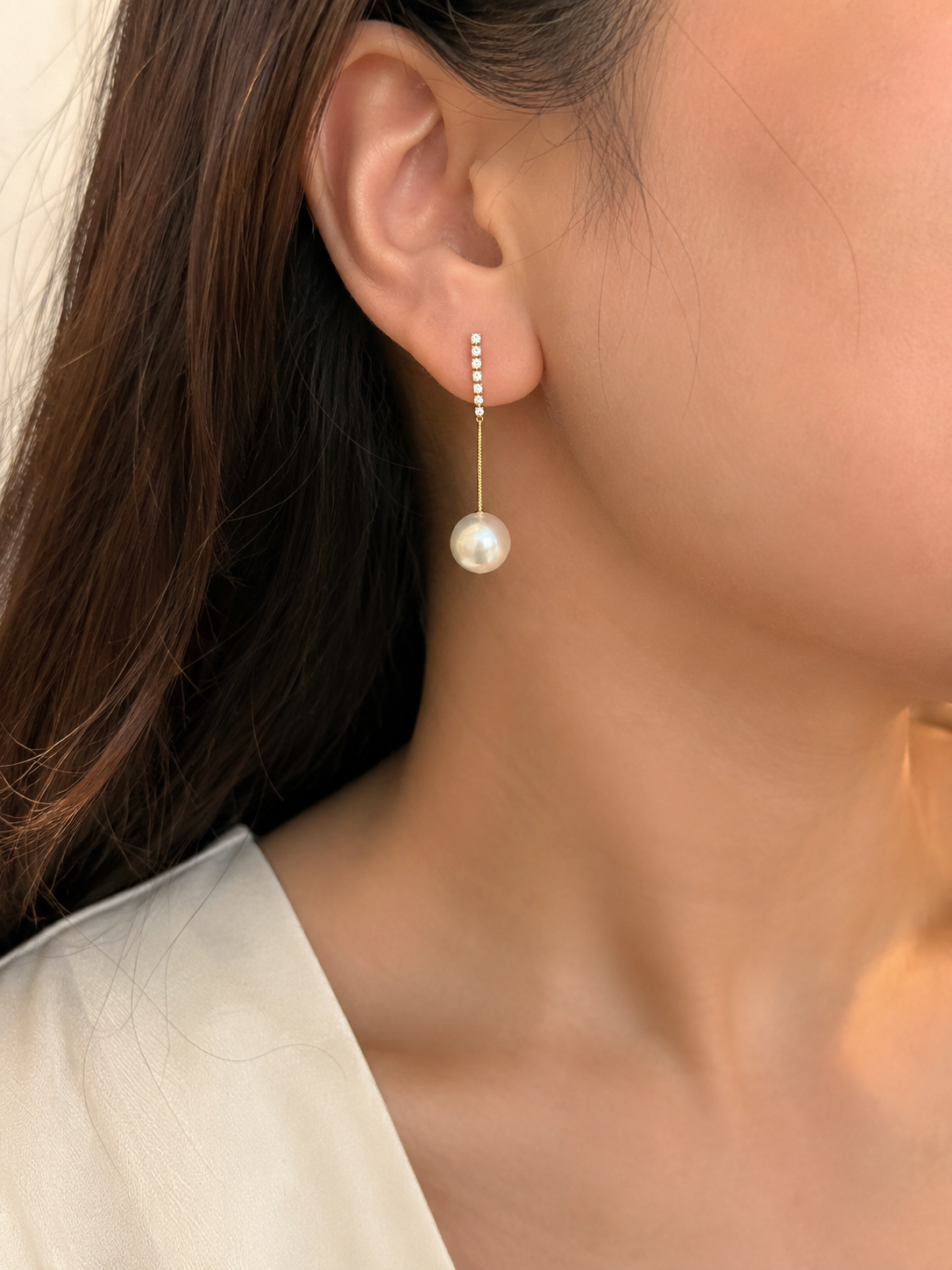 Pearl Drop Chain Earrings