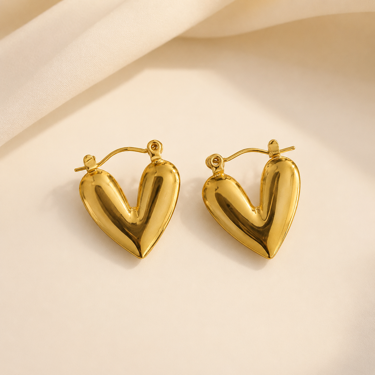 Golden Heart Hoop Earrings