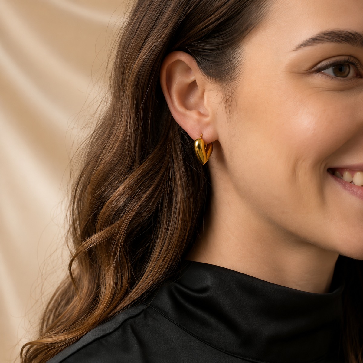 Golden Heart Hoop Earrings