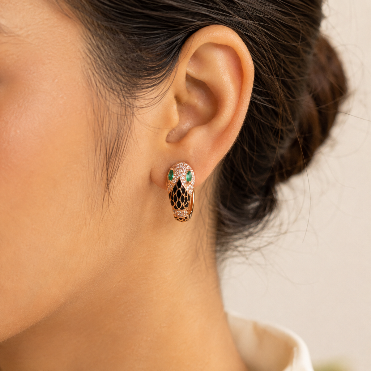 Emerald Serpent Hoop Earrings